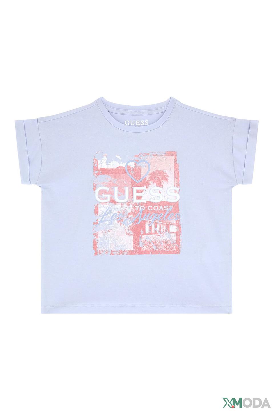 Футболка Guess с принтом голубая