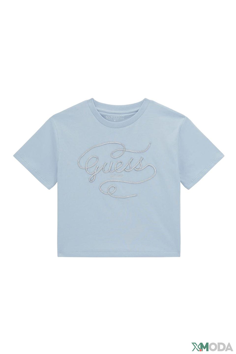 Футболка Guess логотип голубой