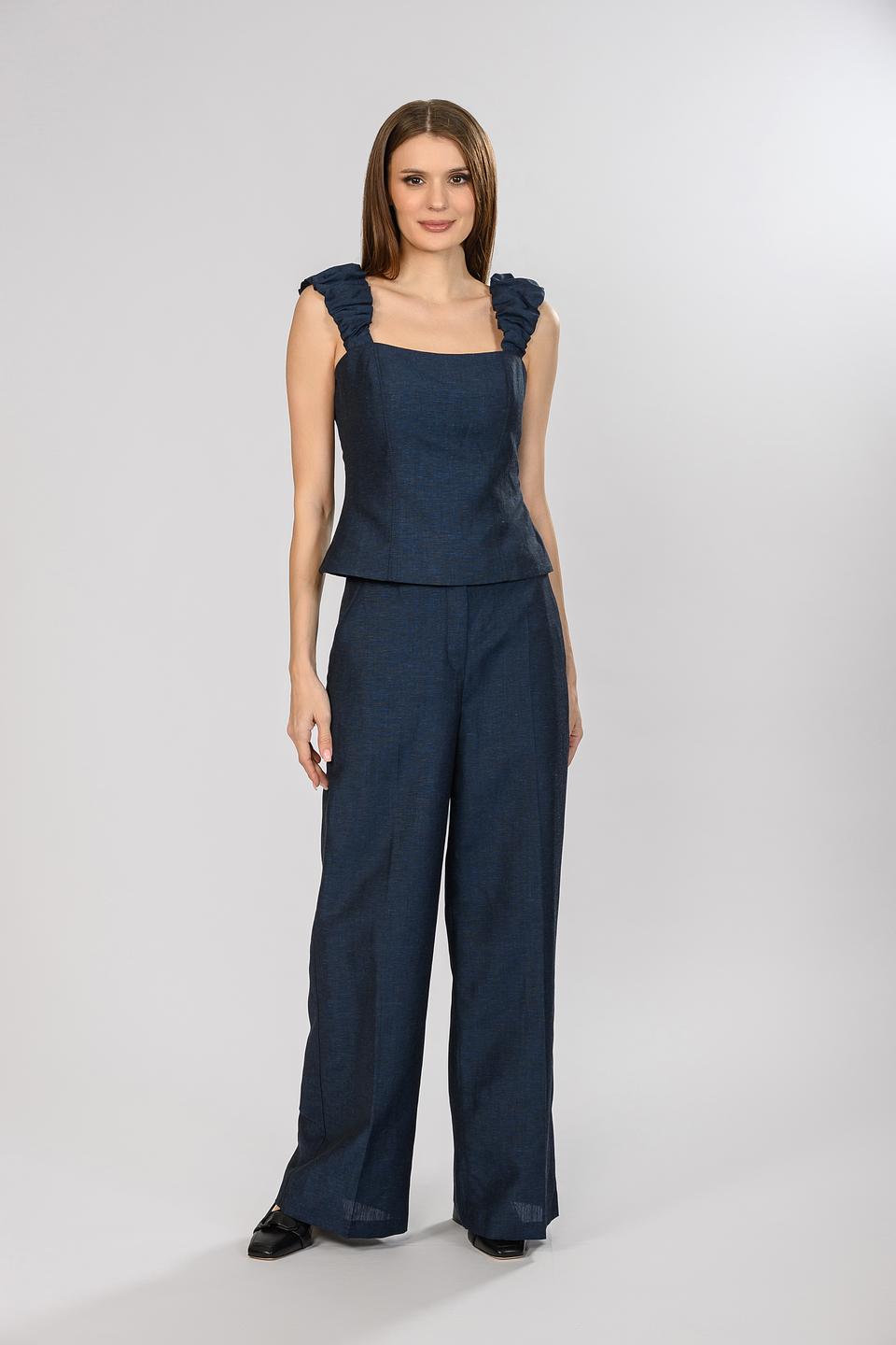 Топ Emka женский синий с рюшами