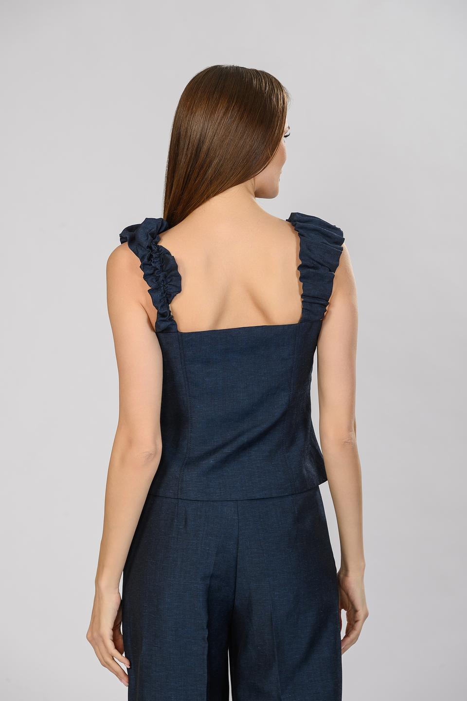 Топ Emka женский синий с рюшами