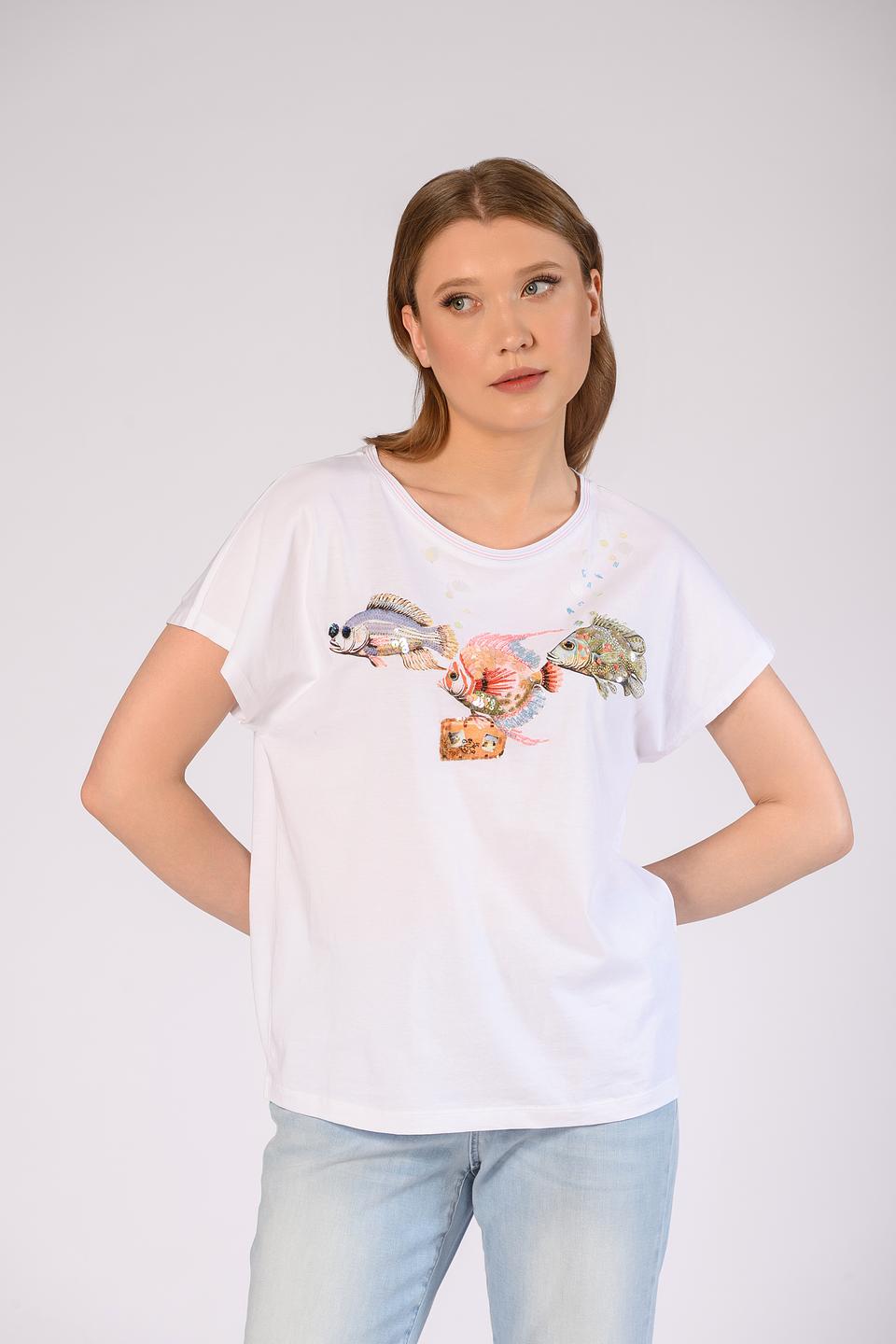 Футболка Marc Cain с принтом рыбок