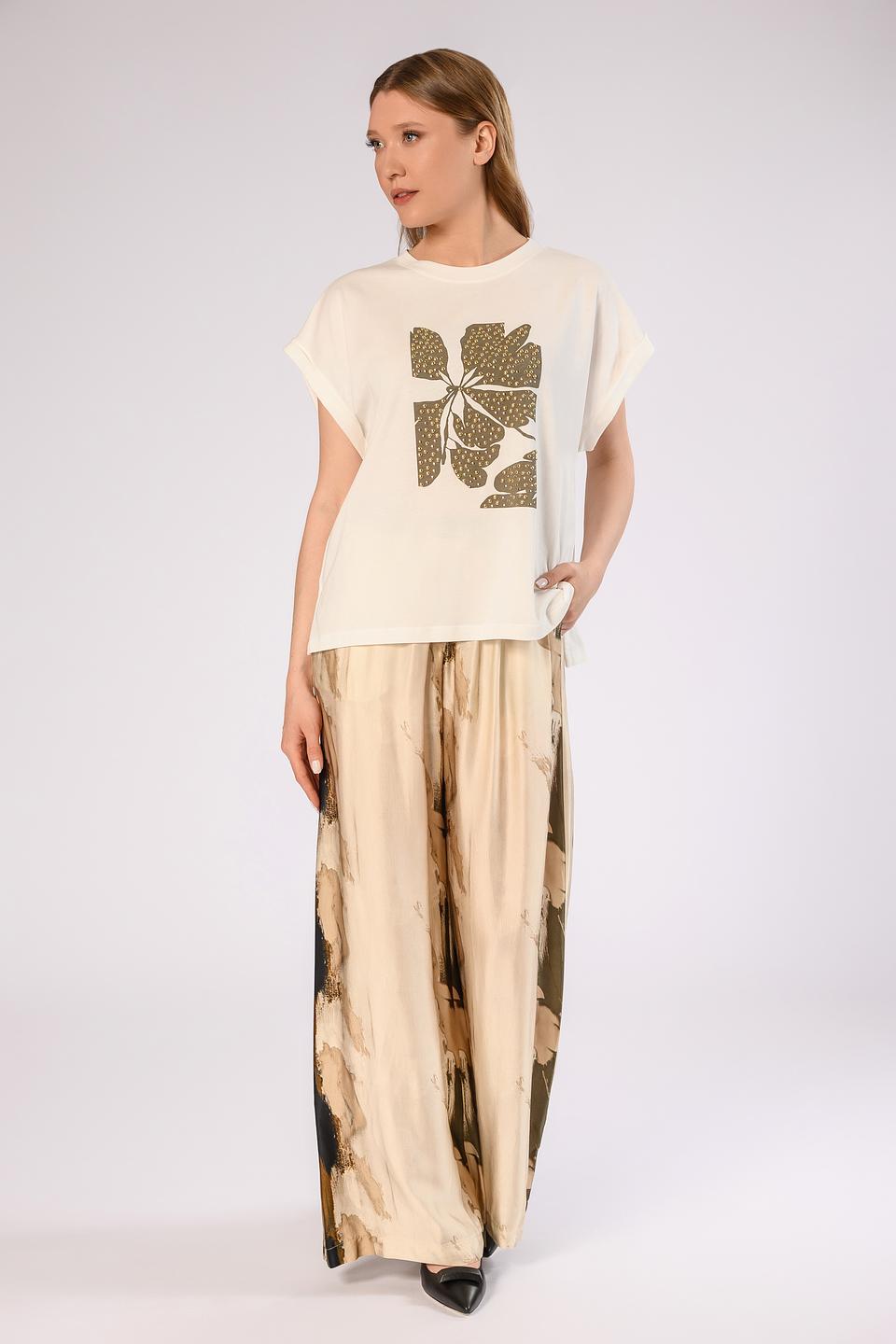 Футболка Icona цвета шампань с золотистым декором