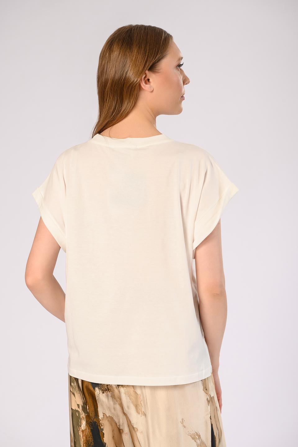 Футболка Icona цвета шампань с золотистым декором