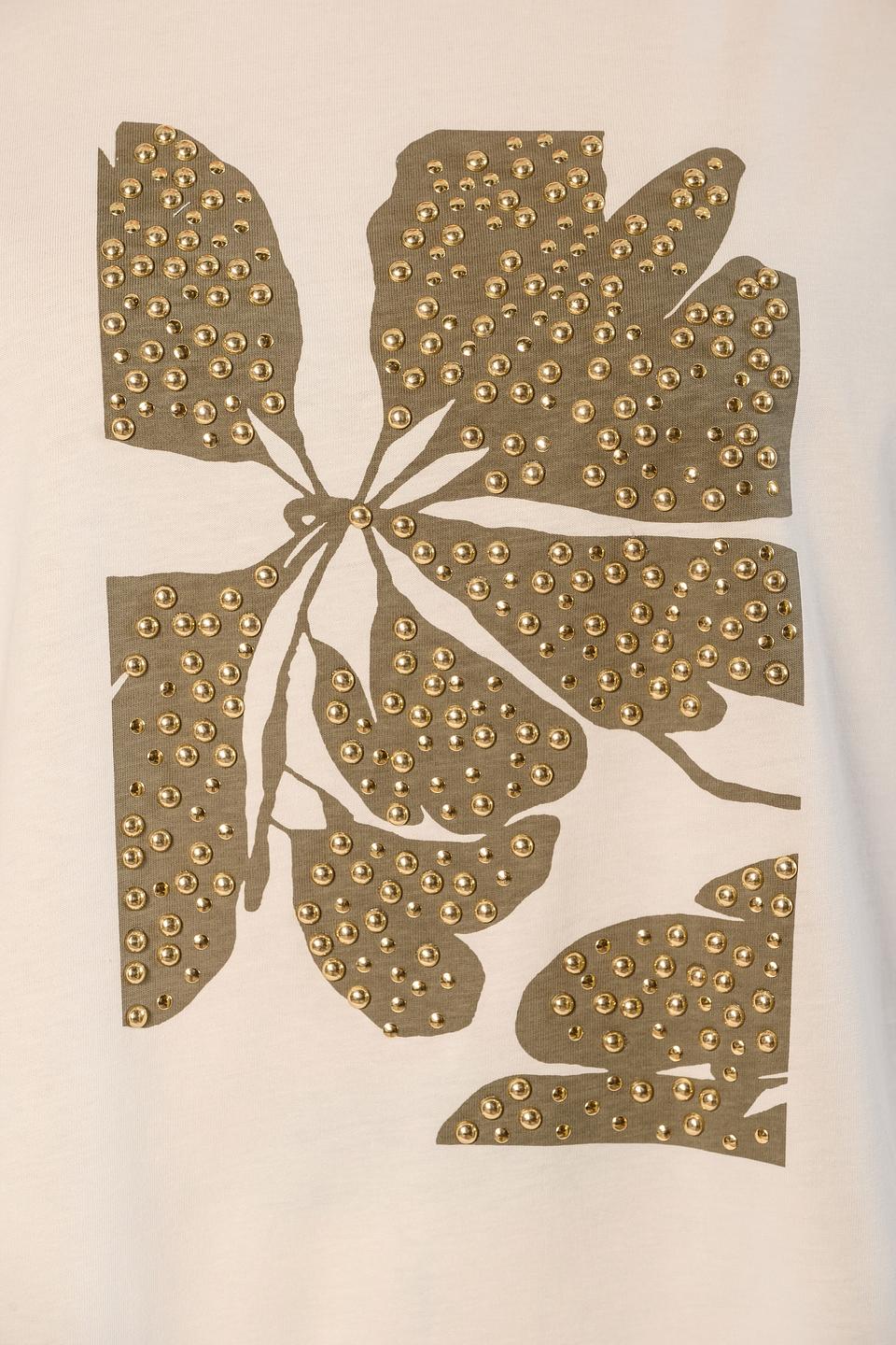 Футболка Icona цвета шампань с золотистым декором