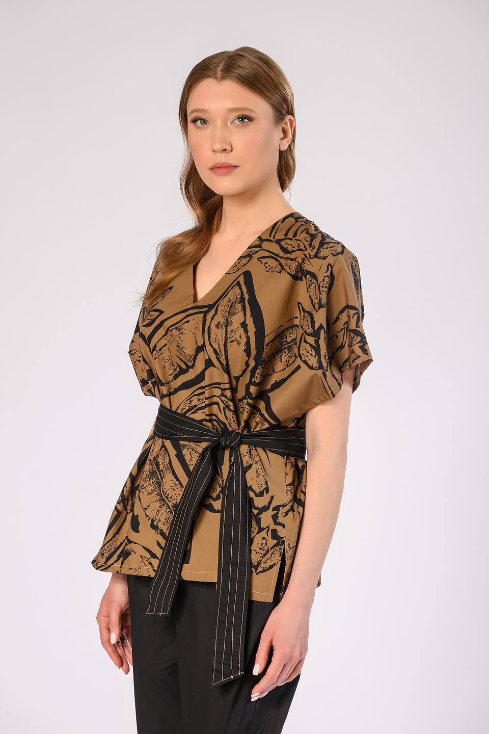 Блуза Icona с принтом коричневая