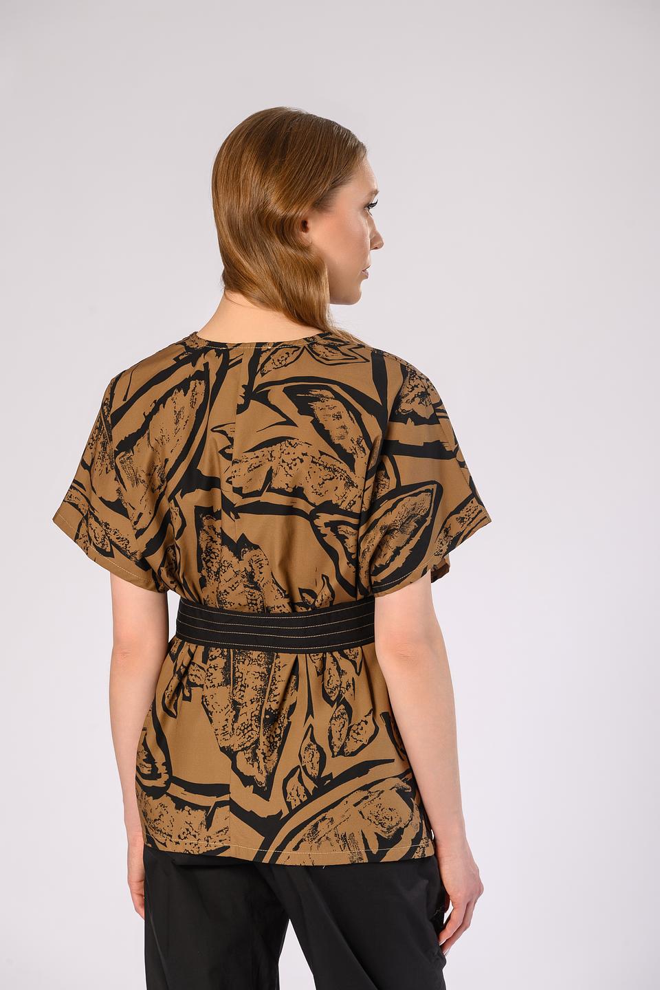 Блуза Icona с принтом коричневая