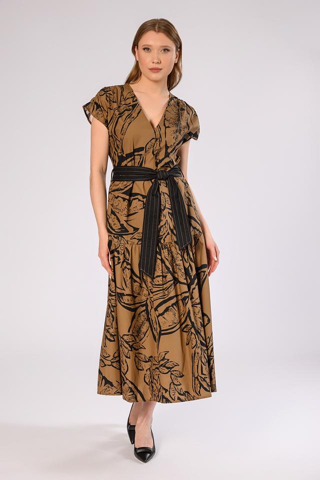 Платье Icona с принтом коричневый