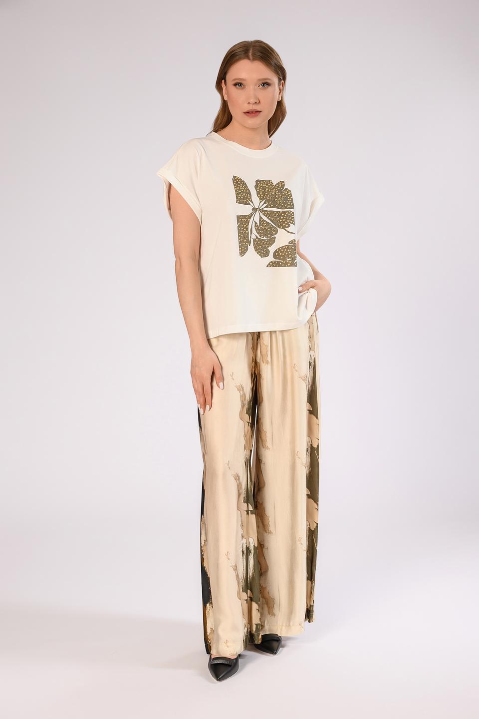 Брюки Icona с принтом бежевые