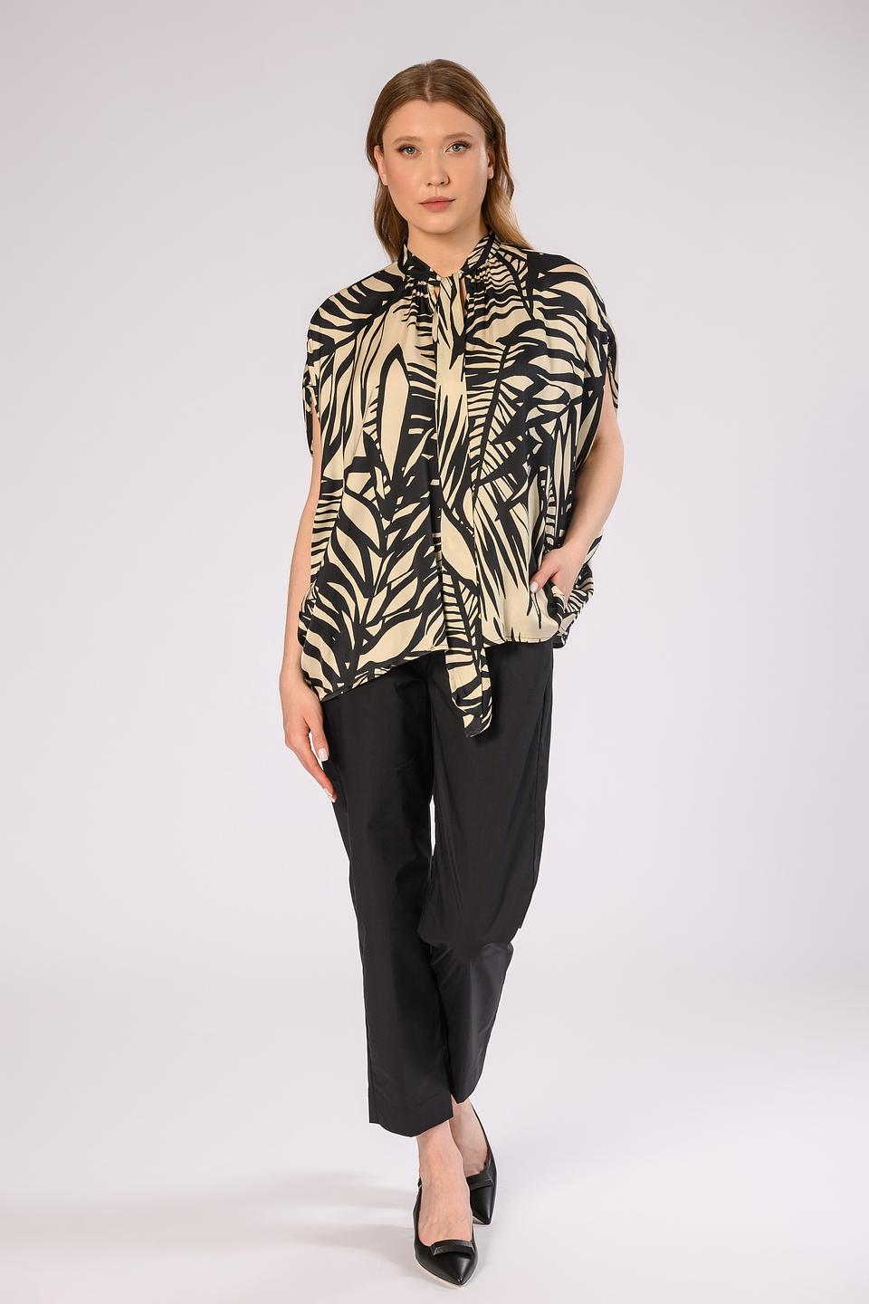 Блуза Icona с принтом и завязкой бежевая
