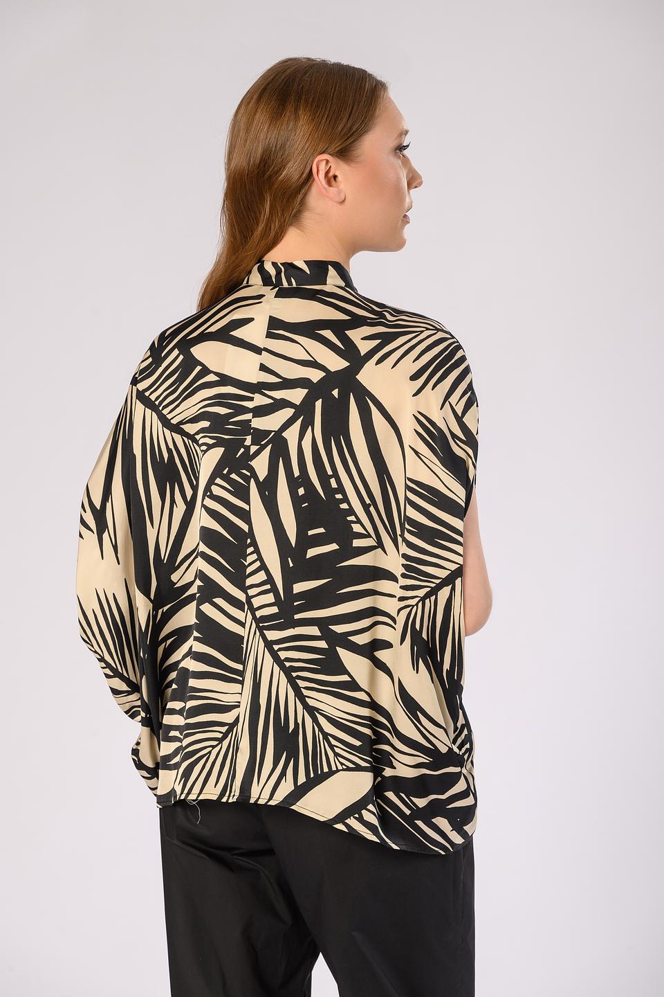 Блуза Icona с принтом и завязкой бежевая