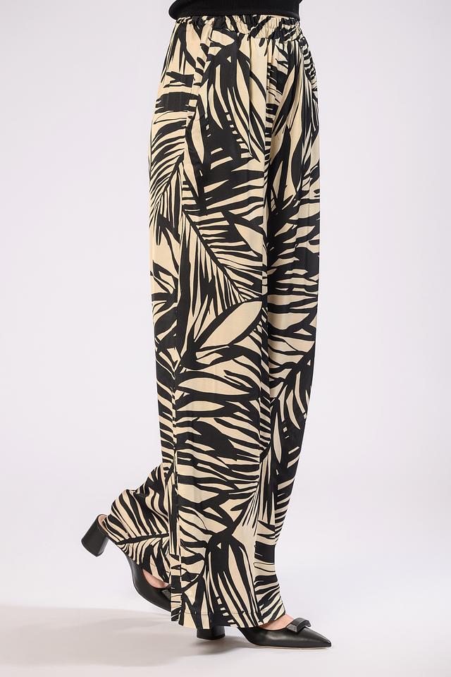 Брюки Icona с принтом листья бежевые