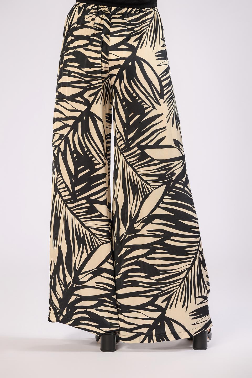 Брюки Icona с принтом листья бежевые