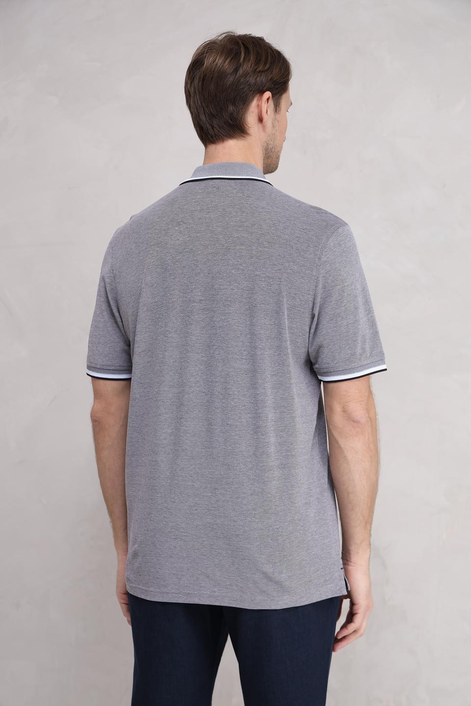 Поло Bugatti серое с белой отделкой