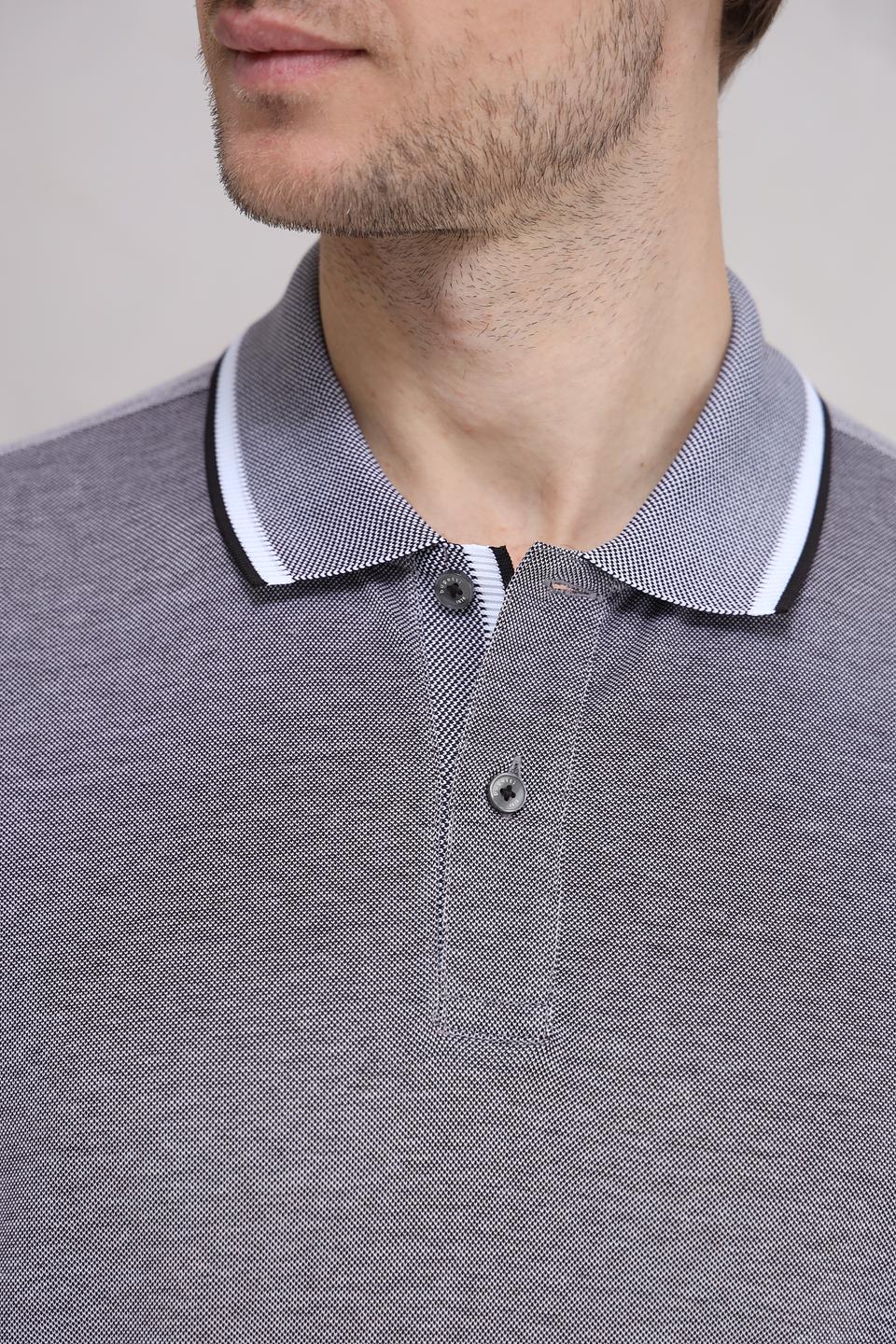 Поло Bugatti серое с белой отделкой