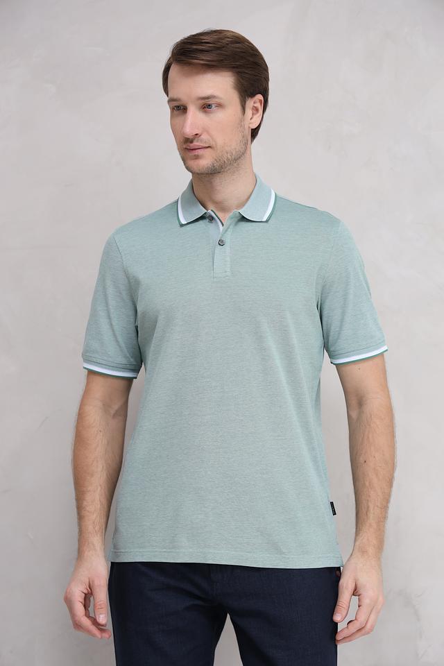 Поло Bugatti мятный с белой отделкой