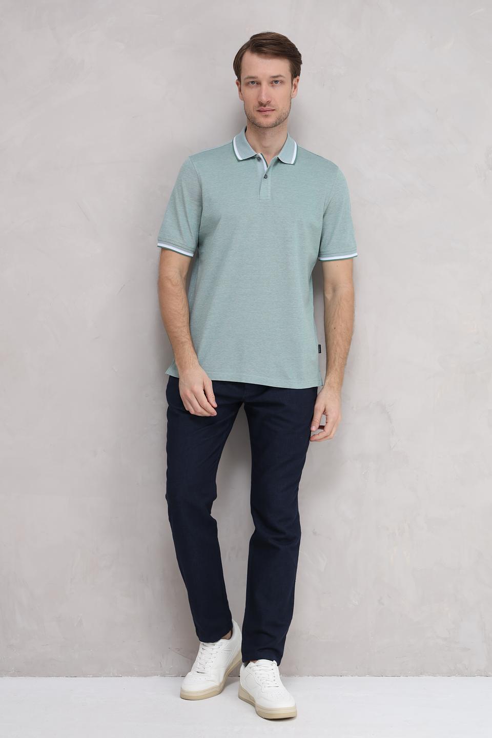 Поло Bugatti мятный с белой отделкой