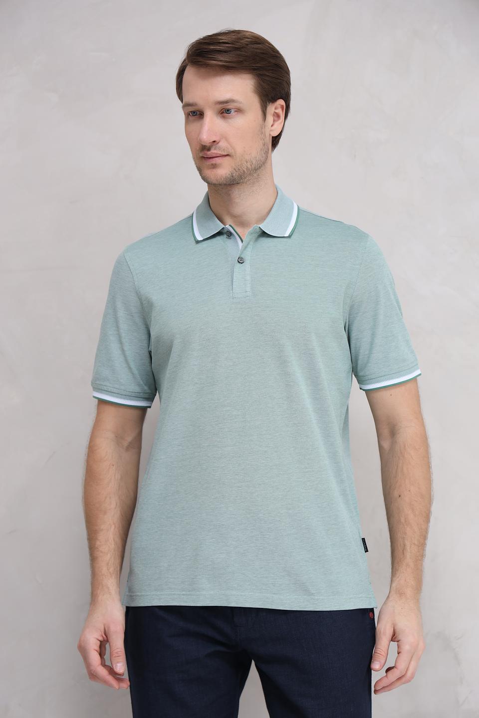 Поло Bugatti мятный с белой отделкой