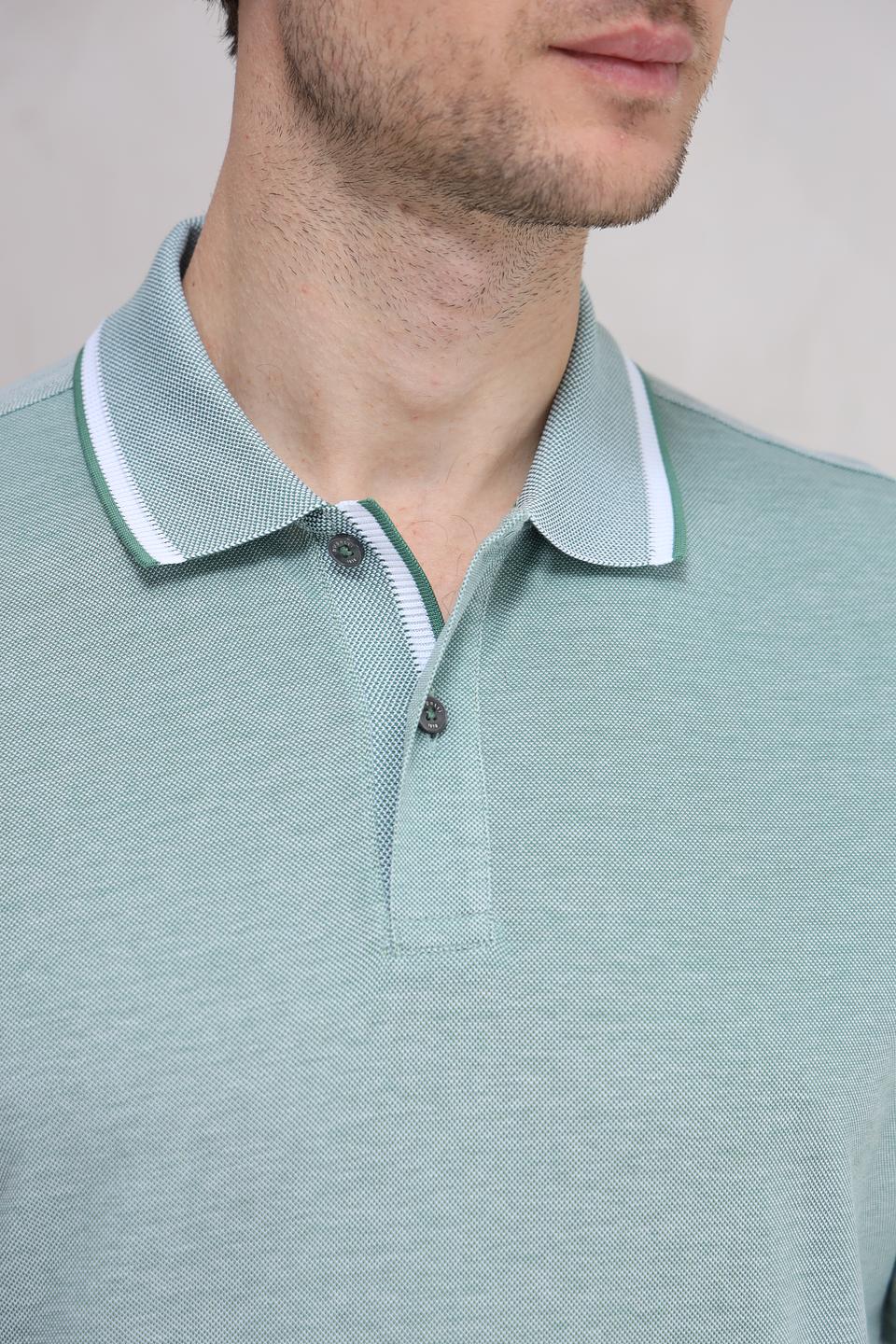 Поло Bugatti мятный с белой отделкой