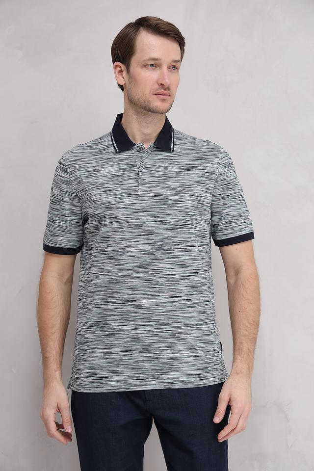 Поло Bugatti в полоску серое