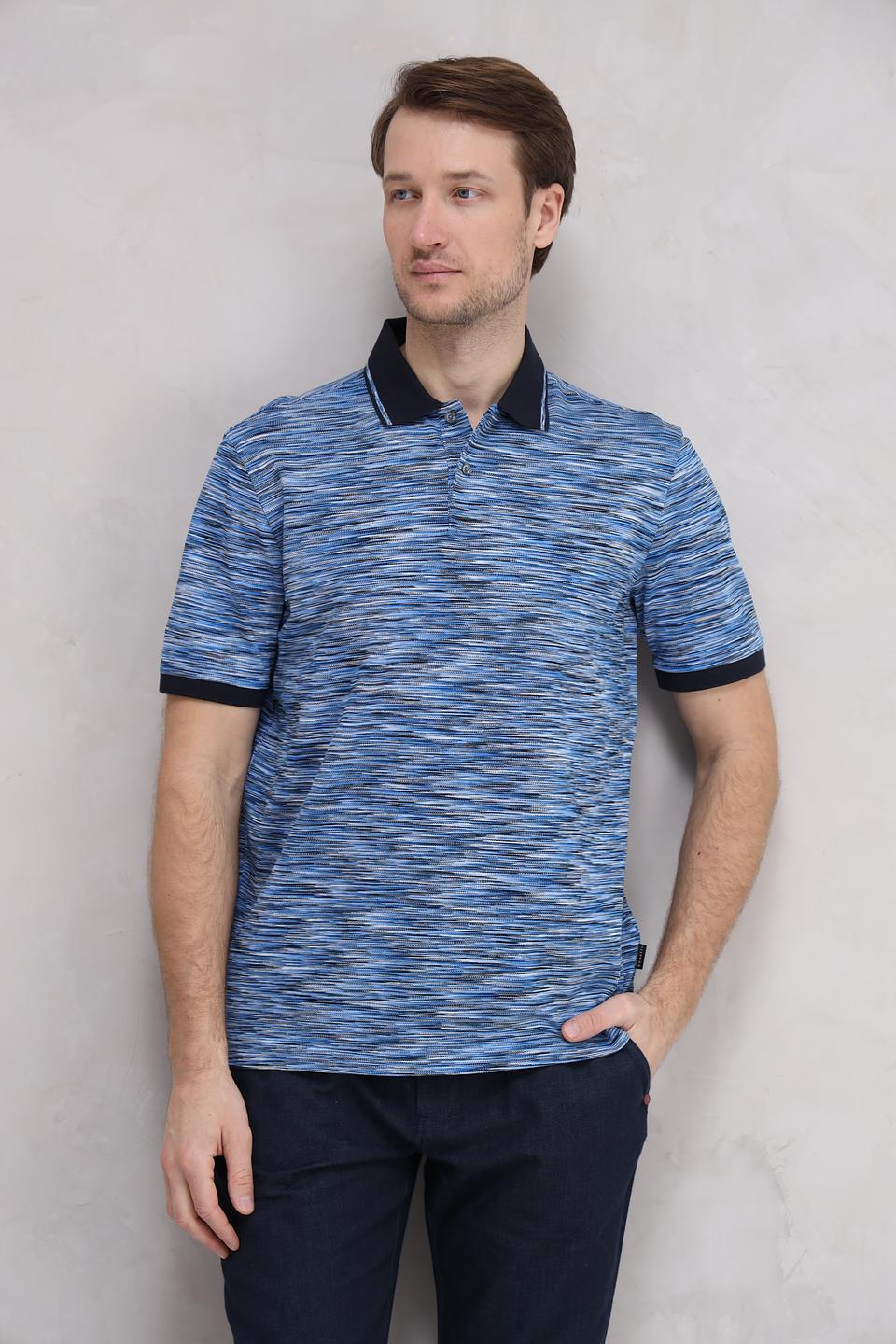 Поло Bugatti в полоску синий