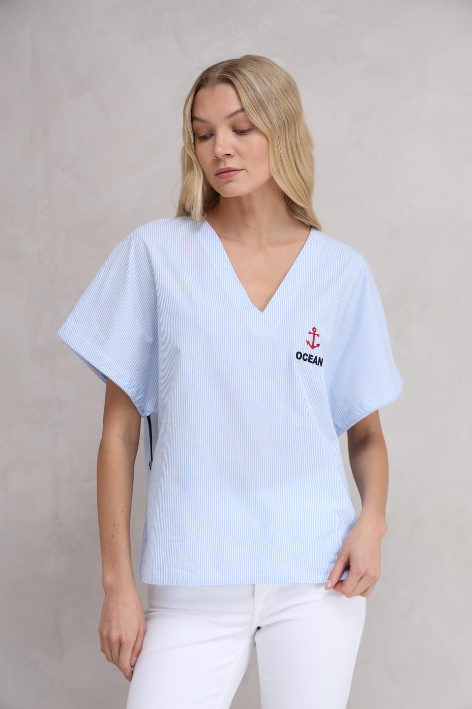 Блуза Margittes в полоску голубую