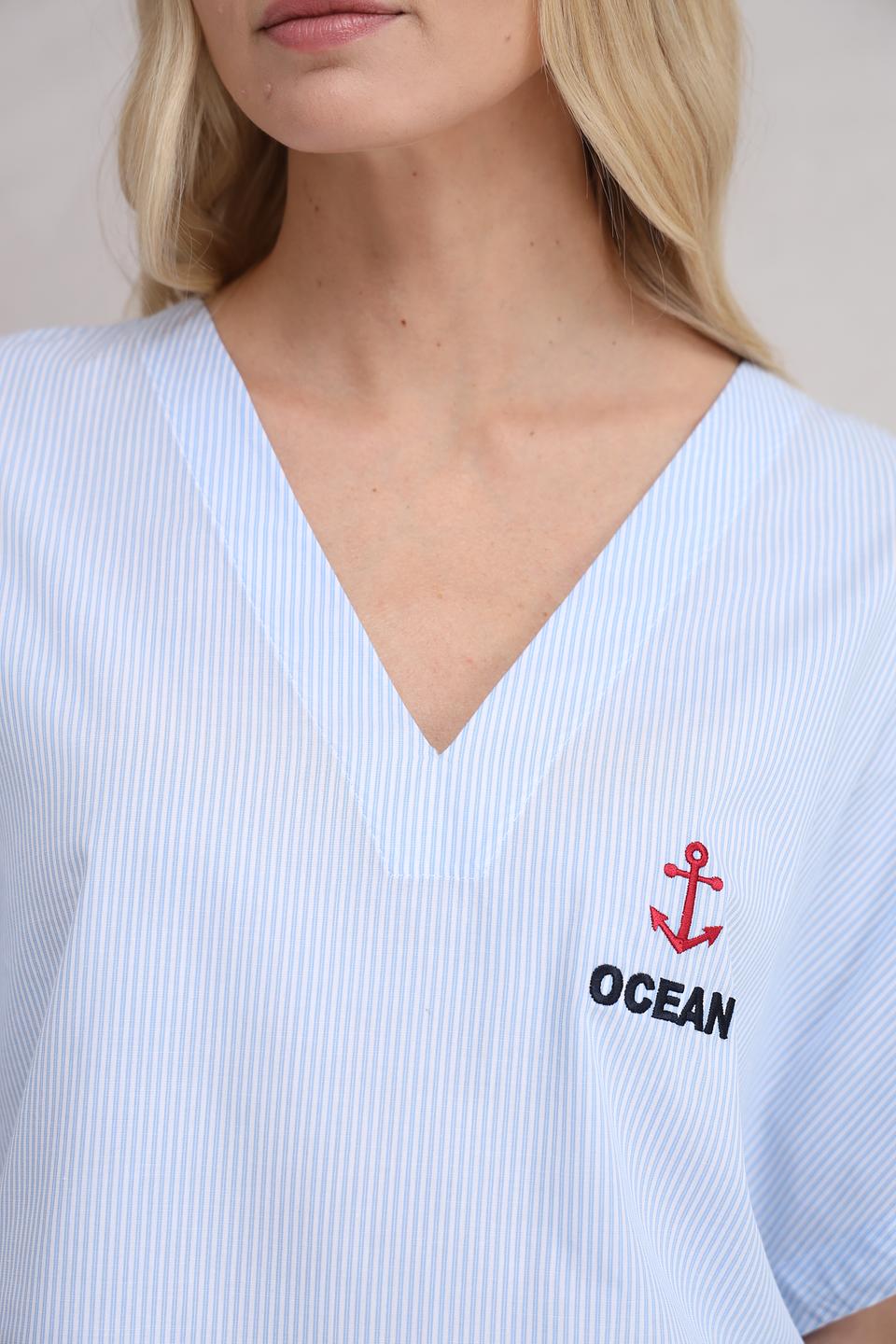 Блуза Margittes в полоску голубую