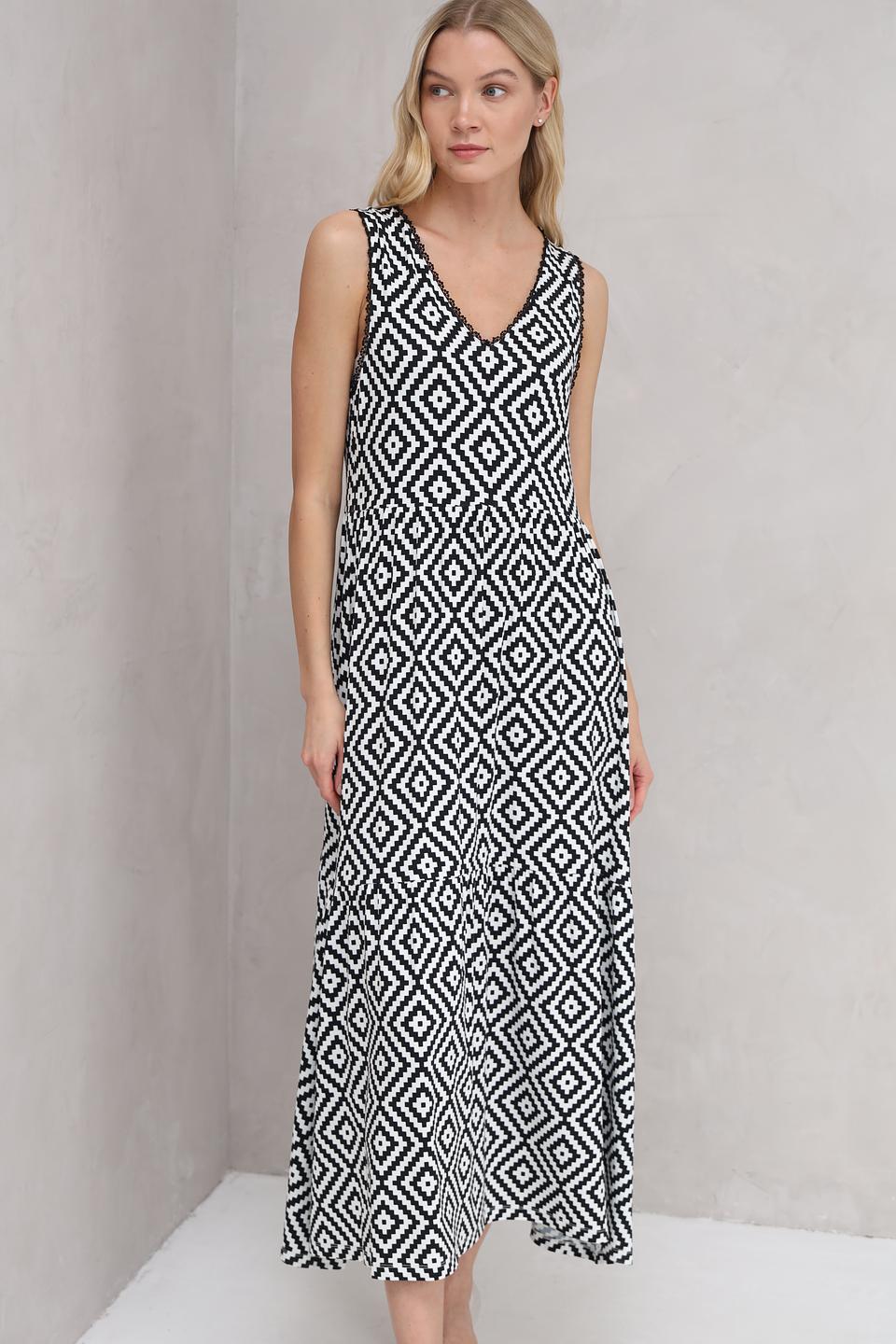 Платье Marc Aurel в ромбик чёрно-белое