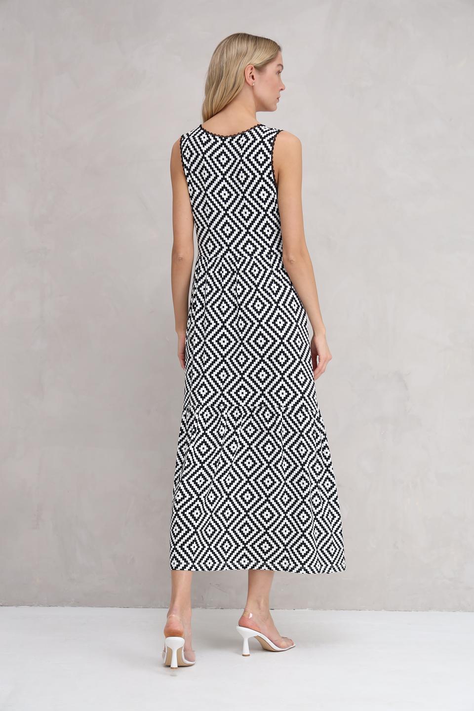 Платье Marc Aurel в ромбик чёрно-белое
