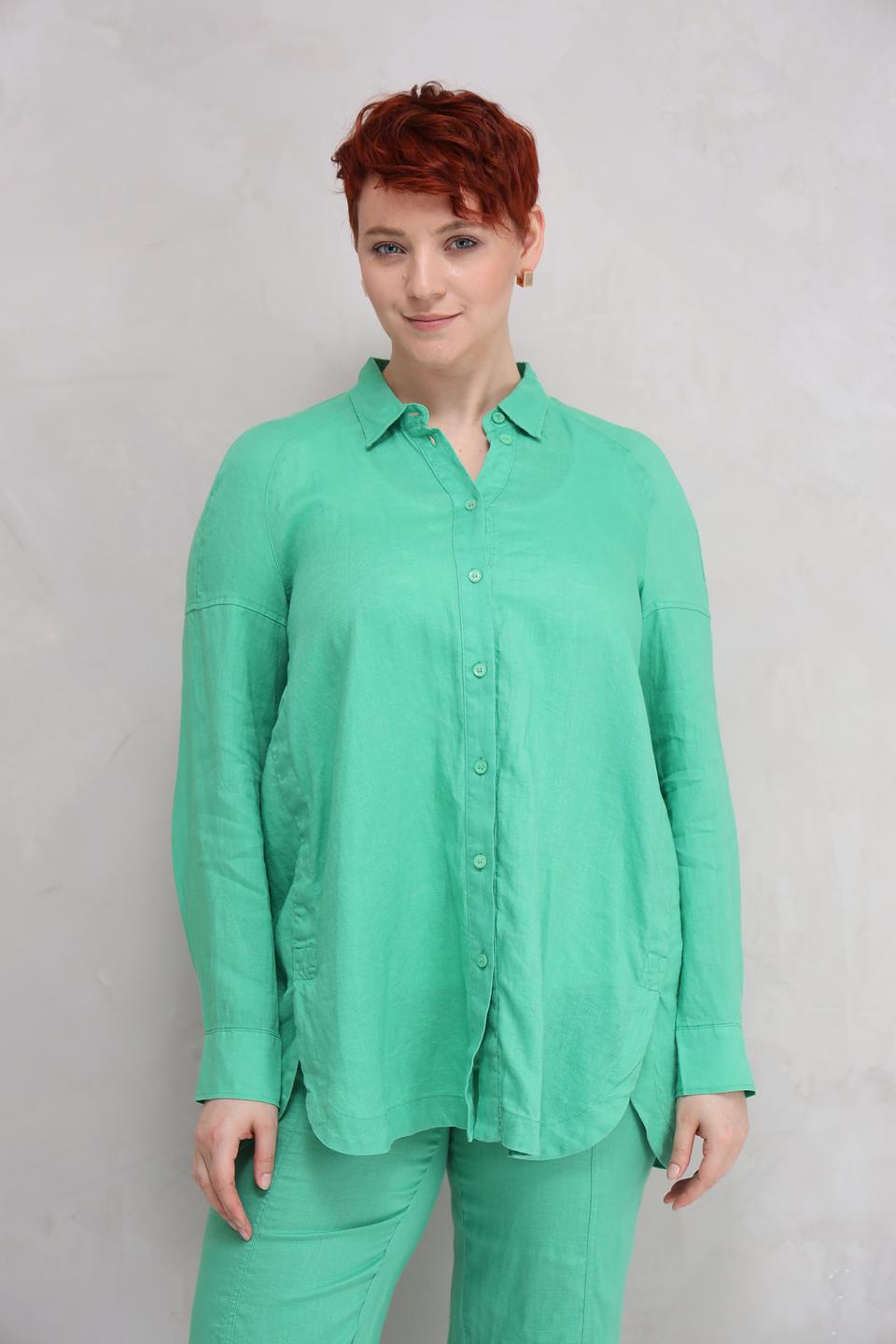 Блуза Lebek из льна мятного цвета