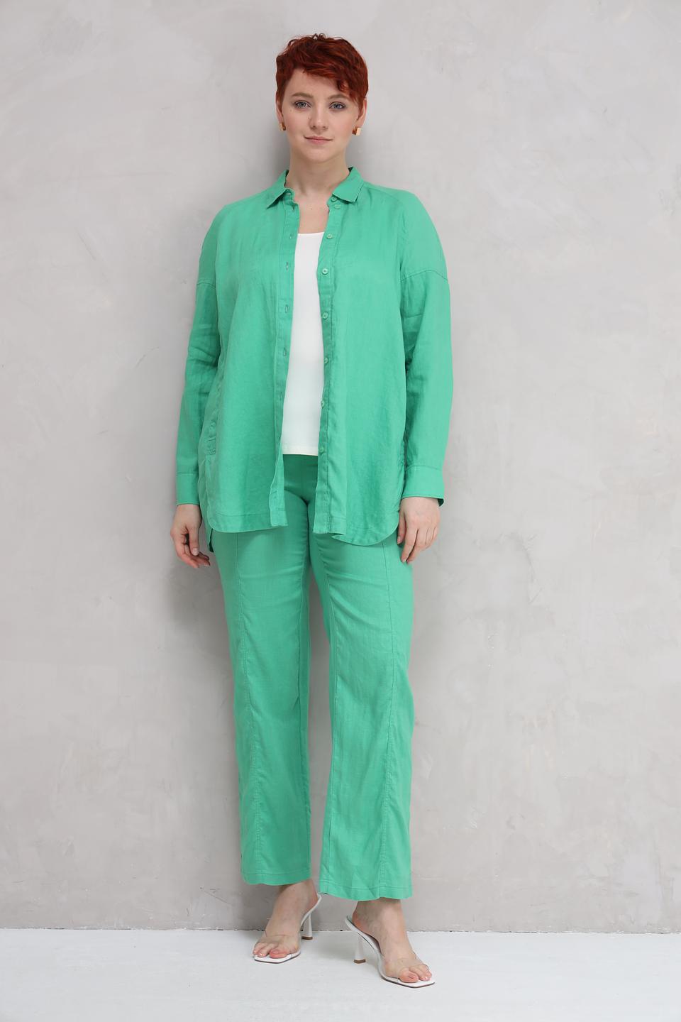 Блуза Lebek из льна мятного цвета