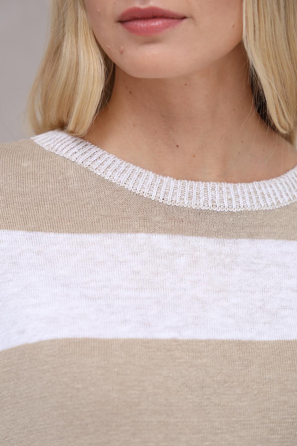 Пуловер Oui в полоску бежевый