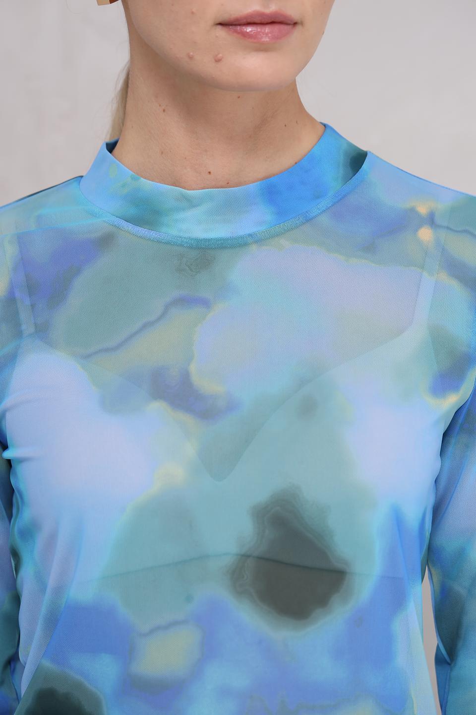 Блуза Tom Tailor denim с принтом голубой