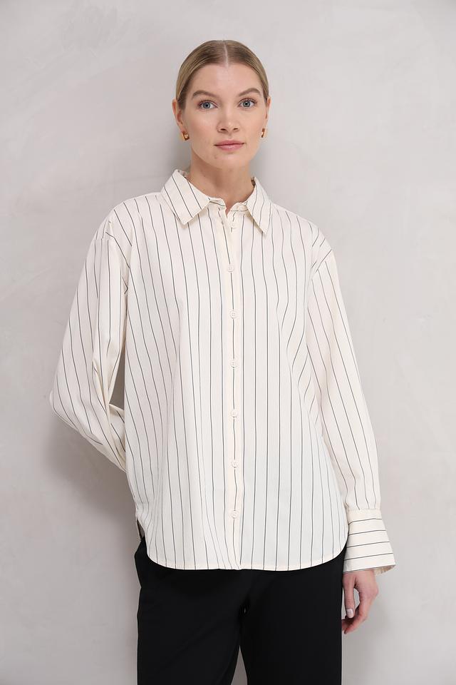 Рубашка Tom Tailor в полоску кремовый