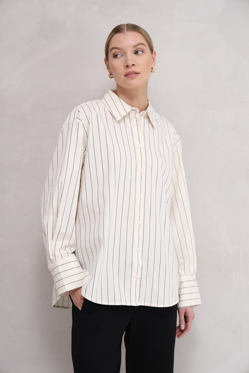 Рубашка Tom Tailor в полоску кремовый