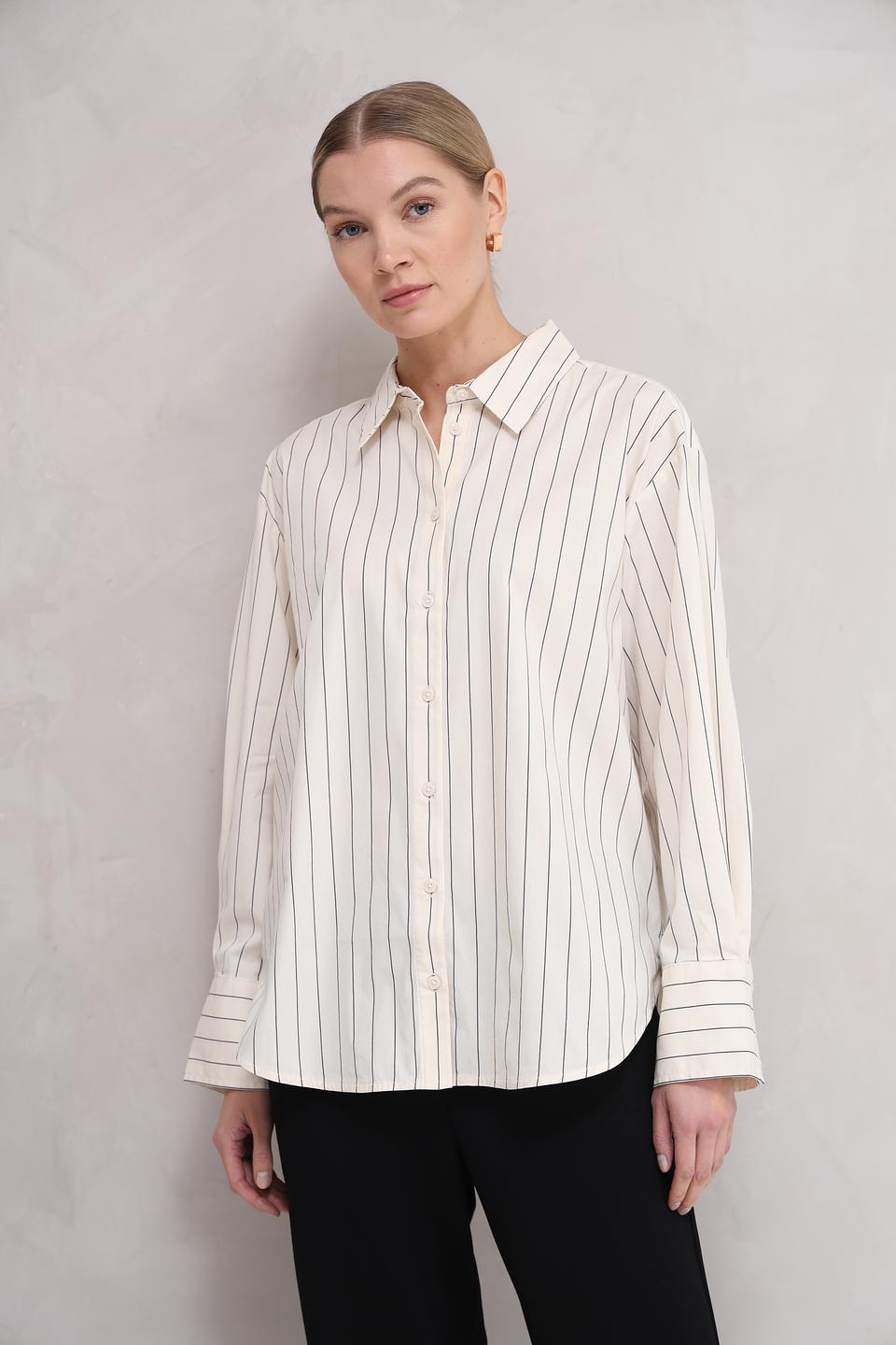 Рубашка Tom Tailor в полоску кремовый