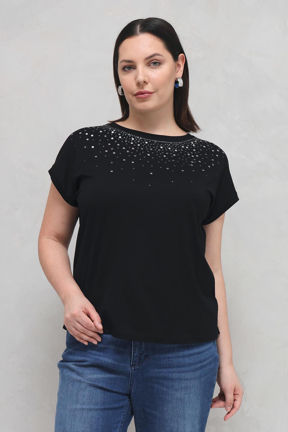 Футболка Via Appia с камнями черная