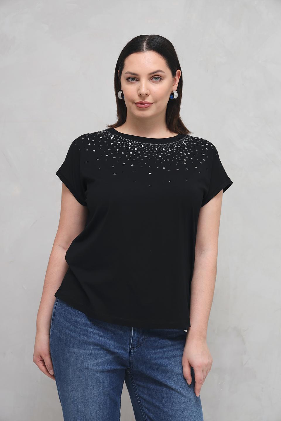 Футболка Via Appia с камнями черная