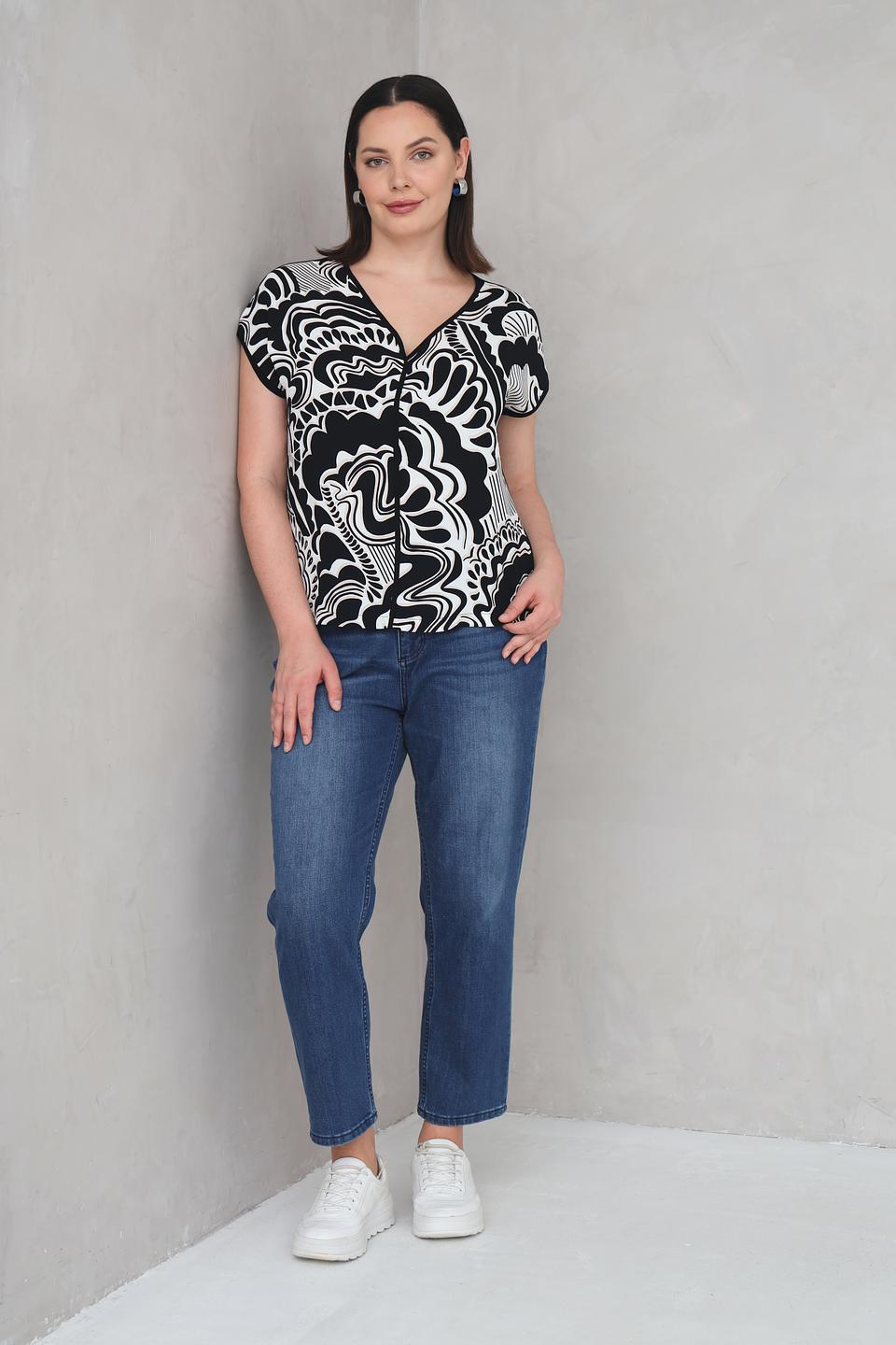 Блуза Via Appia с принтом чёрно-белая