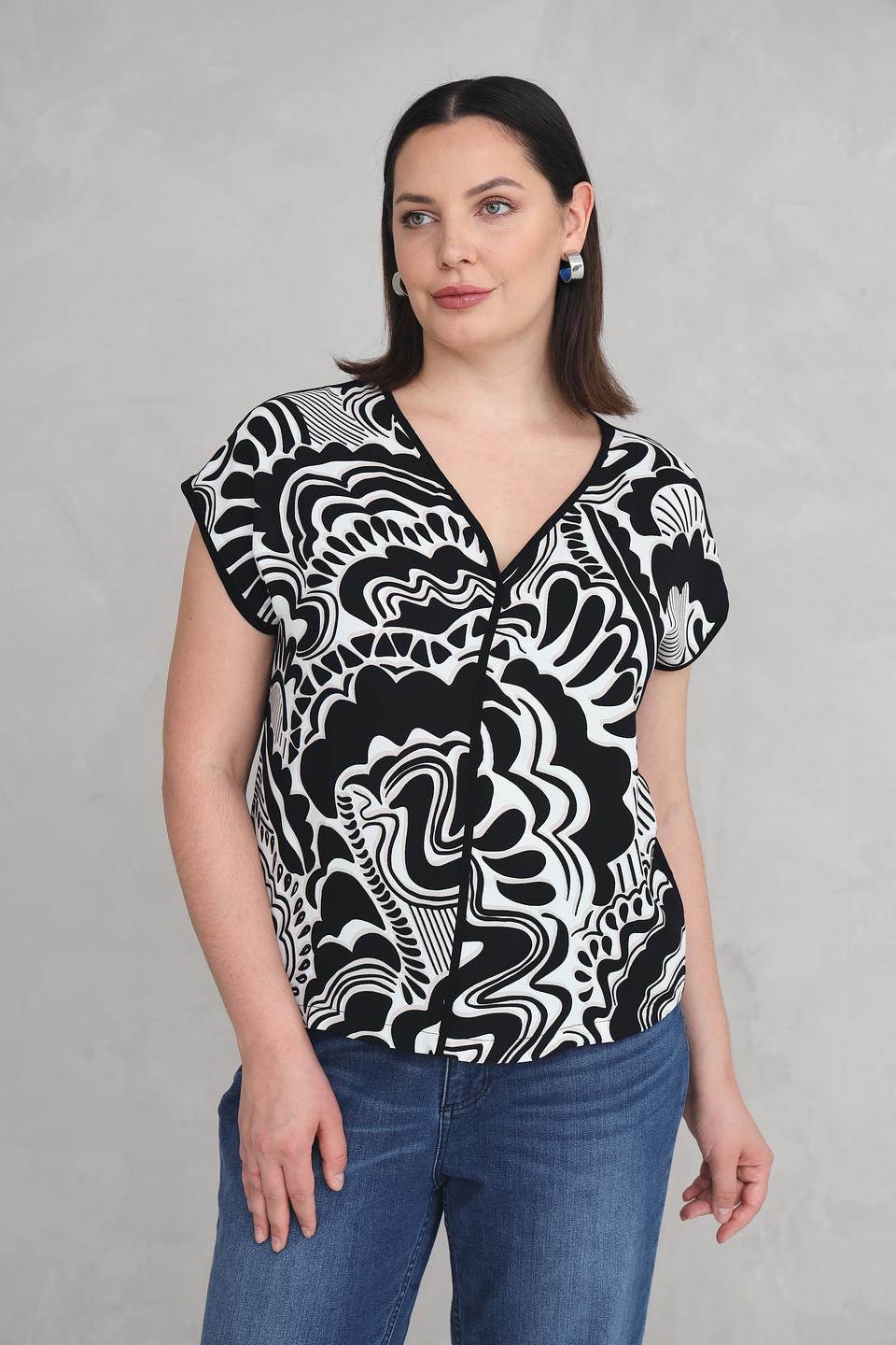 Блуза Via Appia с принтом чёрно-белая
