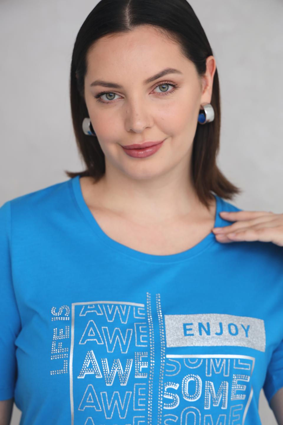 Футболка Via Appia с принтом бирюзовая