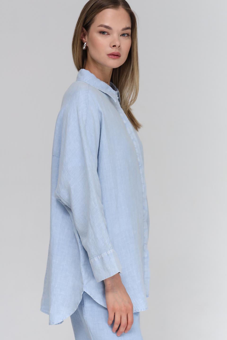 Блуза Oui из льна голубого цвета