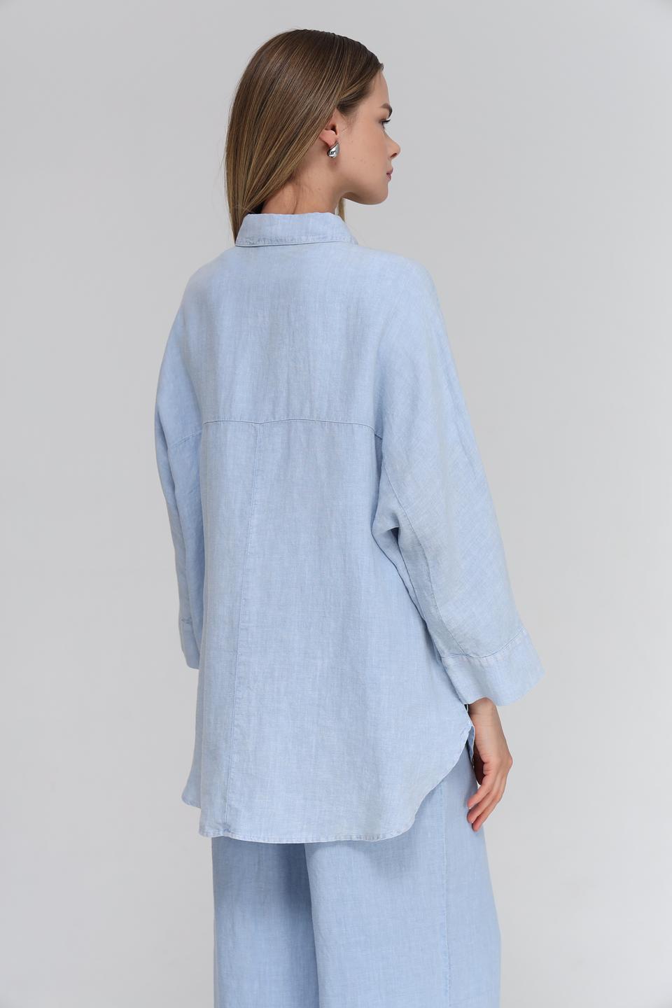 Блуза Oui из льна голубого цвета