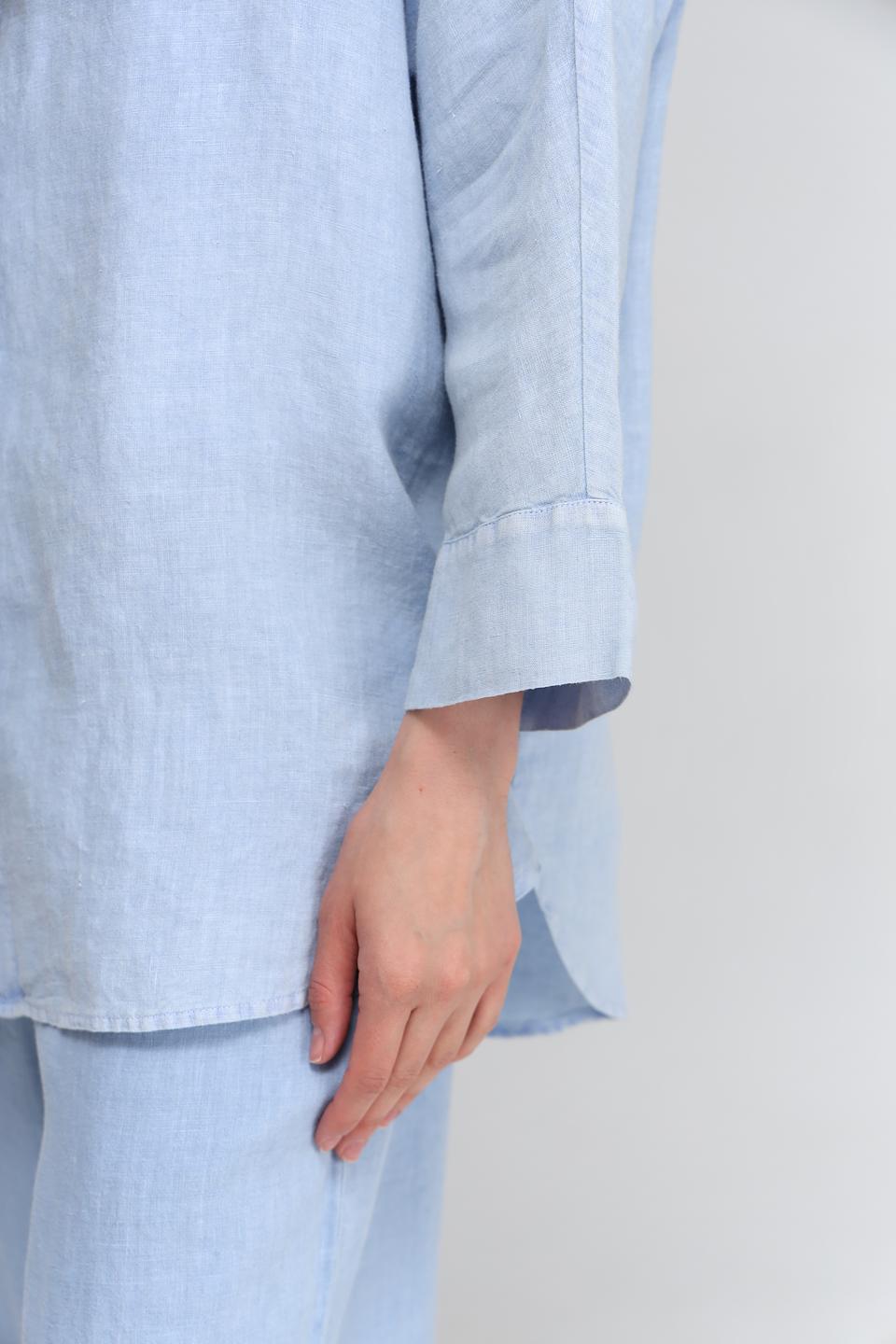 Блуза Oui из льна голубого цвета