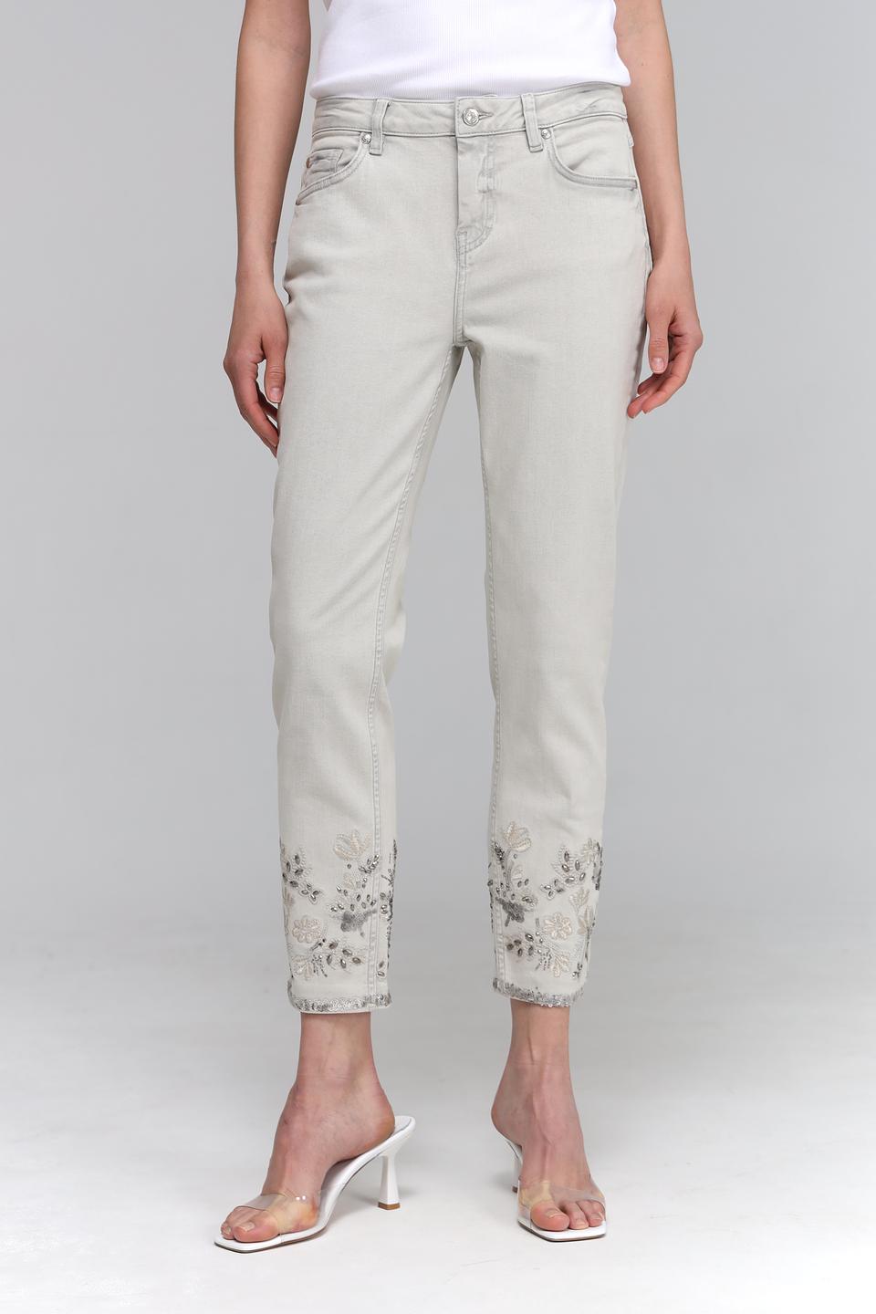 Брюки Monari с вышивкой бежевые