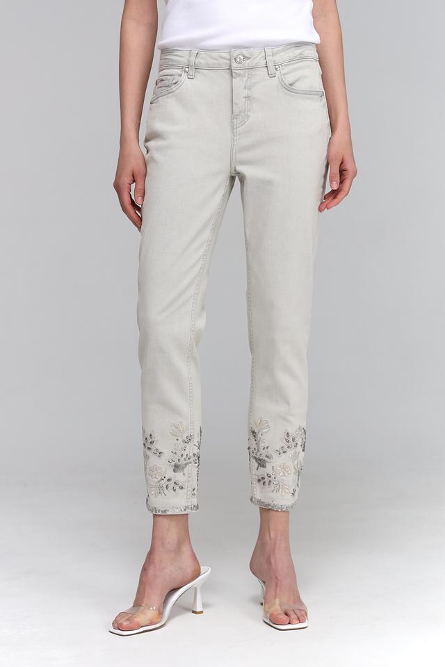 Брюки Monari с вышивкой бежевые