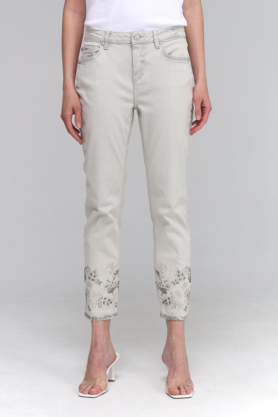 Брюки Monari с вышивкой бежевые