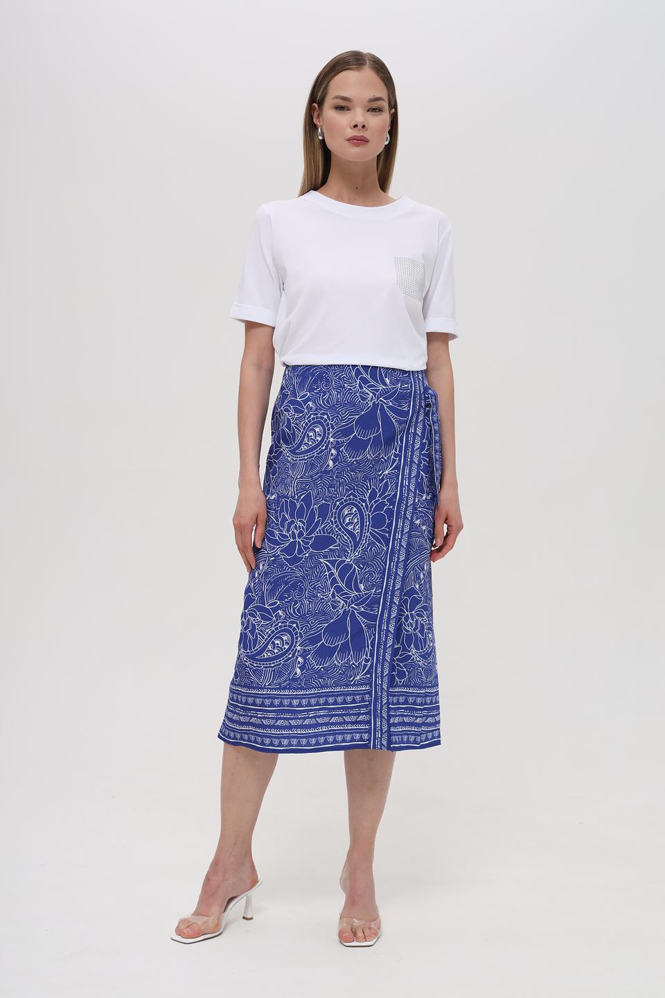 Юбка Bianca с запахом синяя