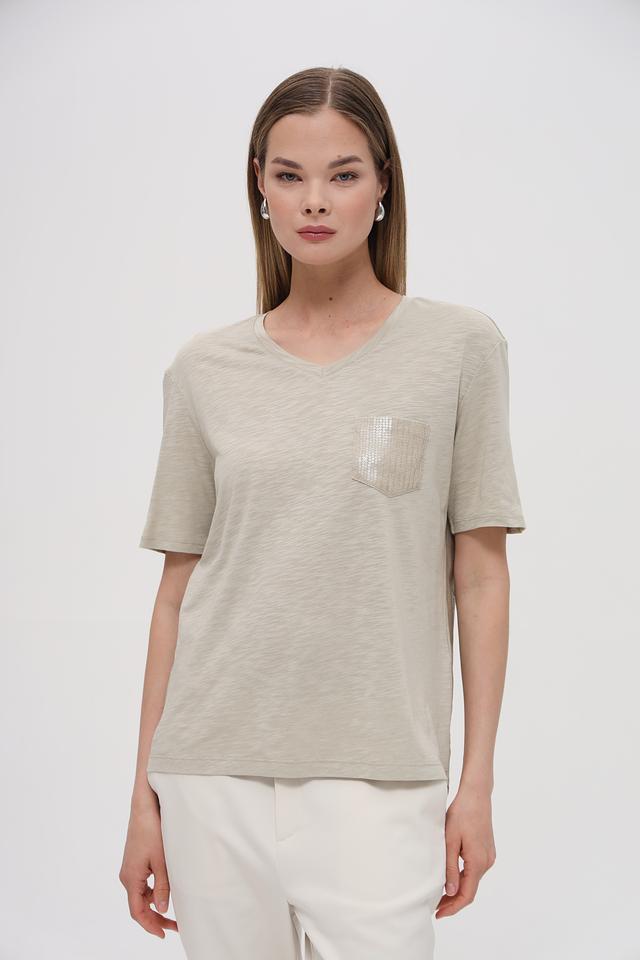 Блуза Lecomte с карманом бежевая