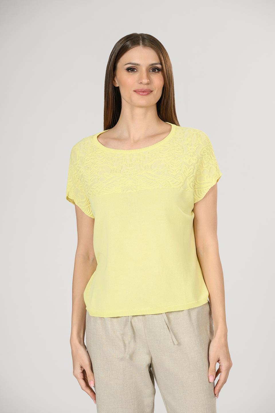Джемпер Giorgio Grati с кружевом лимонный