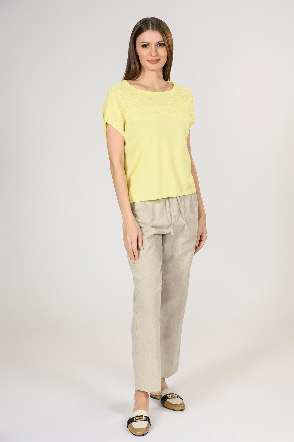 Джемпер Giorgio Grati с кружевом лимонный